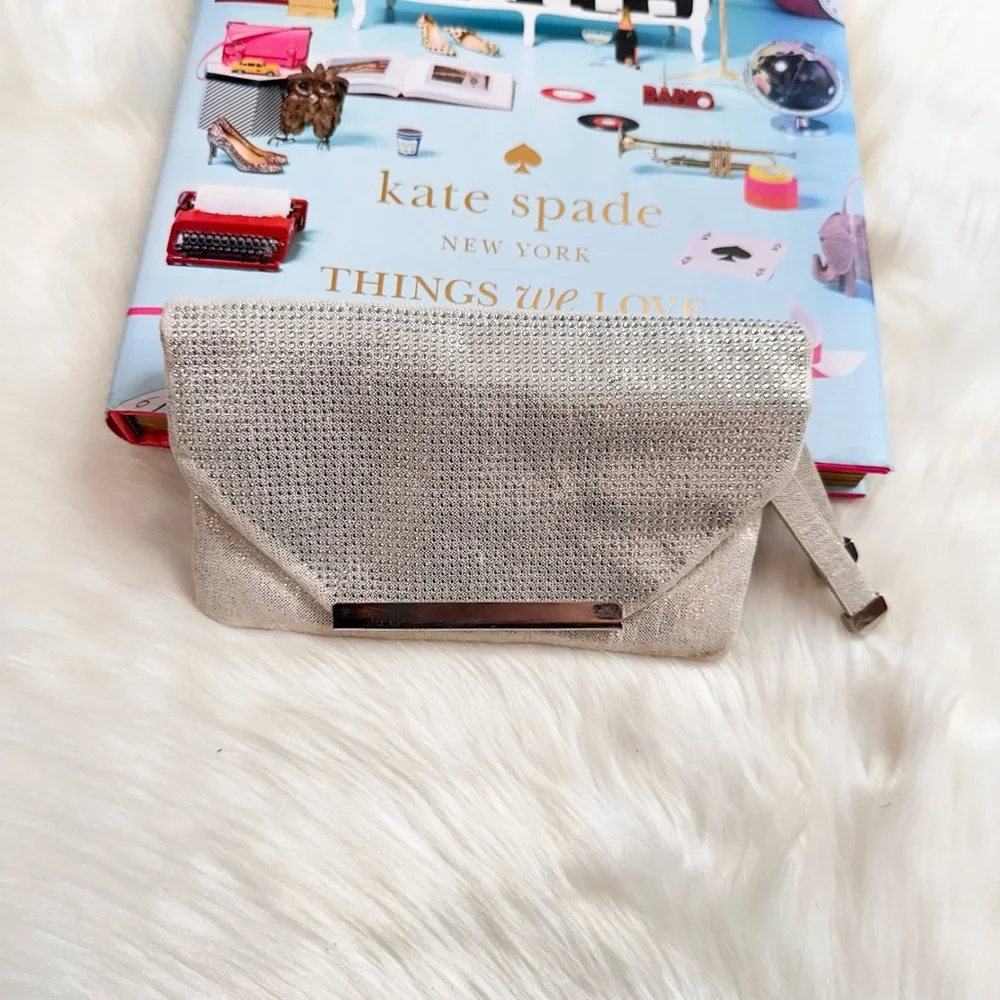 Stella & Dot Silver Mesh Wristlet with Shimmery Finish
